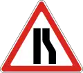 Road narrowing on the right