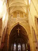 Due to the changed plans, the nave is much higher than the choir and aisles.