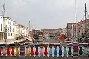 Yarn bombing on a bridge in Cesenatico (Italy).
