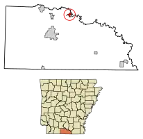 Location of Calion in Union County, Arkansas.