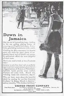 Image 15A 1906 advertisement in the Montreal Medical Journal, showing the United Fruit Company selling trips to Jamaica. (from History of the Caribbean)