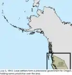 Map of the change to the United States in northwest North America on July 5, 1843