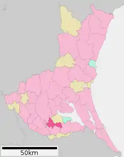 Location of Ushiku in Ibaraki Prefecture