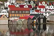 The old school, houses and boat-houses in Vágur