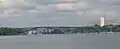 Västerbron viewed from the Old town with Långholmen to the left and Kungsholmen to the right.