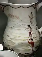 Jug showing a game of cricket, 1769-70.