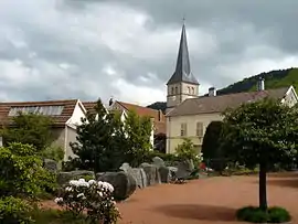 The church and surroundings in Le Val-d'Ajol