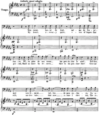 Page of a musical score for solo voice and piano accompaniment