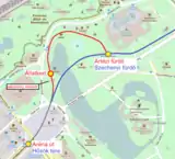 Old and new route map of M1 in City Park