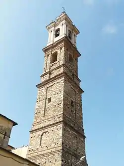 Bell tower of the town's parish church.