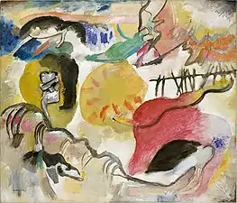 Wassily Kandinsky, 1912, Improvisation 27 (Garden of Love II), oil on canvas, 120.3 × 140.3&nbsp;cm, The Metropolitan Museum of Art, New York. Exhibited at the 1913 Armory Show