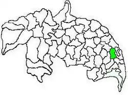 Mandal map of Guntur district showing  Vemuru mandal (in green)