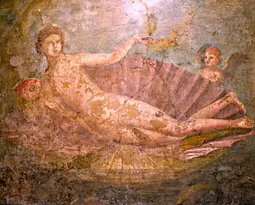 Venus and Eros. Wall painting from Pompeii