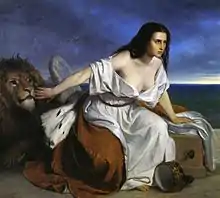 Allegory of Venice (lion) hoping to join Italy (woman) (1861) by Andrea Appiani the Younger.