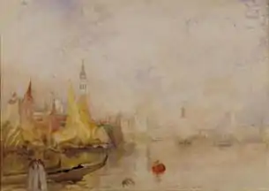 After Turner: Venice, Fog Blowing up from the Adriatic, watercolour by Alfred East, at Lancaster House