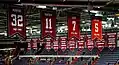 Banners of retired numbers and team accomplishments for the Capitals