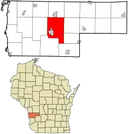 Location in Vernon County and the state of Wisconsin.