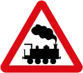 Unguarded level locomotive crossing ahead