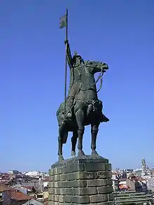 Statue of Vímar Peres, founder of modern Portugal in 868 and founder of the city of Guimarães