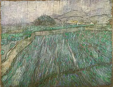 Rain or Enclosed Wheat Field in the Rain, November 1889, Philadelphia Museum of Art, Philadelphia (F650)