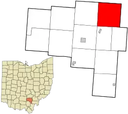Location in Vinton County and the state of Ohio.