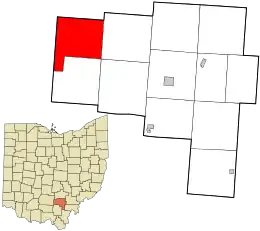 Location in Vinton County and the state of Ohio.