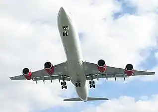 The A340-600 has an additional main undercarriage on the fuselage belly