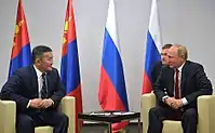 Khaltmaagiin Battulga with Vladimir Putin in 2017.