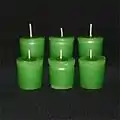 Hand-poured green votive candles