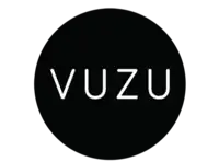 A black disc displays the name of the network, Vuzu, in all capital white letters.