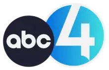 The ABC logo, a dark gray disc with white circular letters ABC, at left. To the right, a blue gradient circle with an off-white stroke containing an off-white numeral 4, with the bottom stylized to a point.