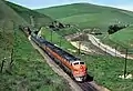 Eastward California Zephyr just east of Altamont Pass, February 1970.