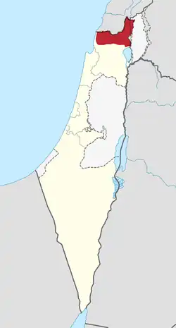 The location of the Upper Galilee region in Israel