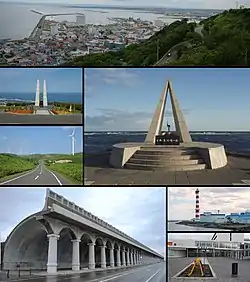 Left: View of Wakkanai from Wakkanai Park, Wakkanai Ice Snow Gate, Cape Sōya Wind Farm, North Breakwater DomeRight: North Extreme Point monument in Cape Sōya, Wakkanai Lighthouse in Cape Nossapu, Wakkanai Train Station (all item from above to bottom)