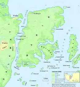 A map of Warir Island and surroundings