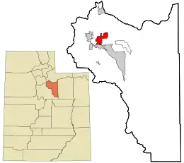 Location of Heber City in Utah (left) and in Wasatch County (right)