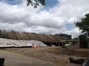 Detail view of the roof during the construction in 2015