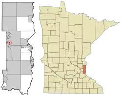 Location of the city of Willerniewithin Washington County, Minnesota