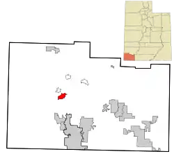 Location in Washington County and the state of Utah