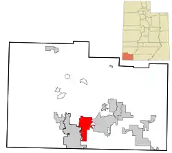 Location in Washington County and the state of Utah
