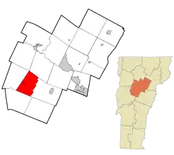 Location in Washington County and the state of Vermont