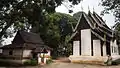 The ho trai (scriptures depository) and back façade of the wihan of Wat Pa Daet