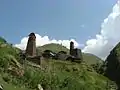 Typical towers at Dartlo, Tusheti
