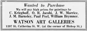 Advertisement for Watson Galleries, 1930