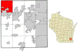 Location in Waukesha County and the state of Wisconsin.