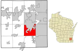 Location in Waukesha County and the state of Wisconsin.