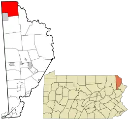 Location in Wayne County and the state of Pennsylvania.