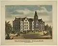 Painting of historical Waynesburg University building (at the time: Waynesburg College)