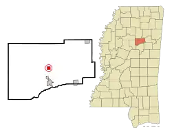 Location of Walthall, Mississippi