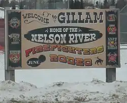 Welcome sign at Gillam